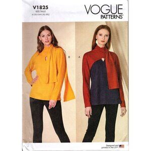Vogue V1825 Misses XS to XXL Top with Scarf Neckline Uncut Sewing Pattern Petite